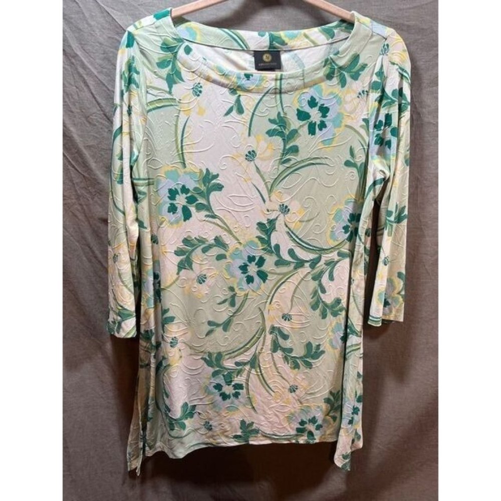 JM Collection Dress Women‎ Small White Floral Long Sleeveless Pullover  Ladies.